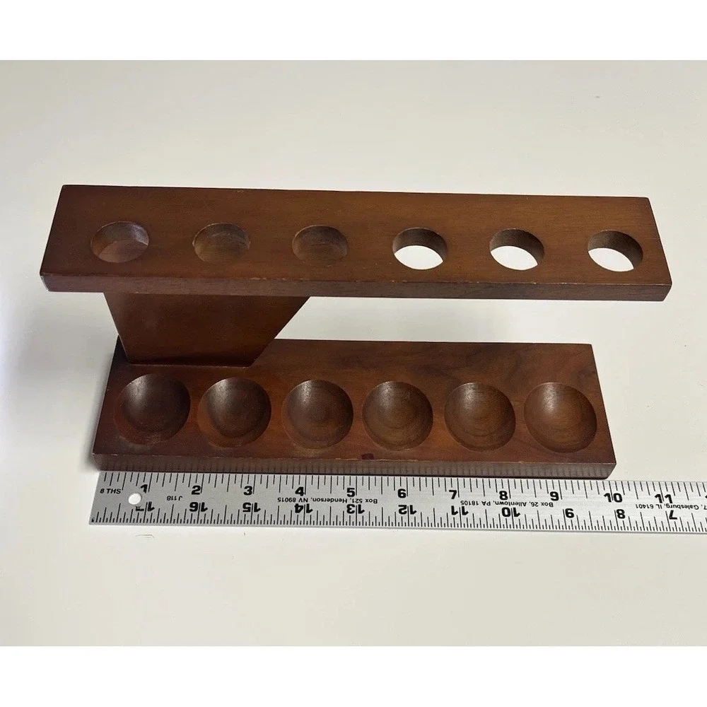 Fairfax Vintage Walnut Wood 6 Pipe Display‎ Stand Holder Angled Unique USA